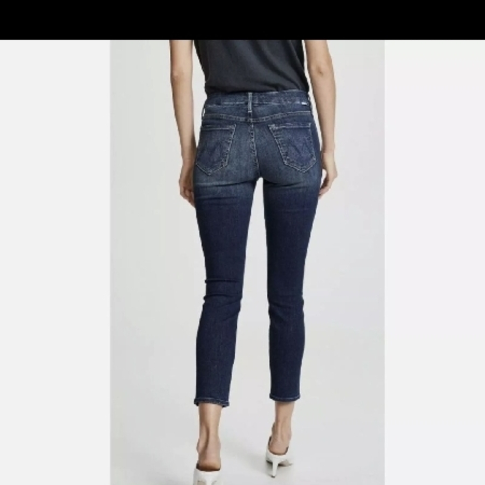 Mother The Looker Crop Denim Jeans On the Edge Medium Wash Blue (Size 26)